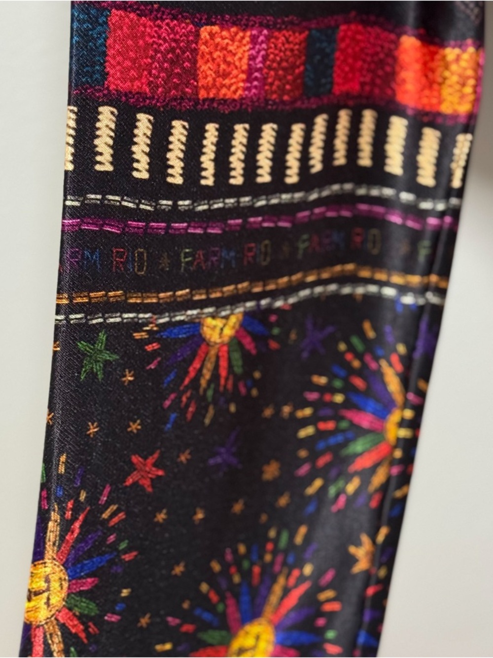 Farm rio colorful scarf print wrap dress tropical vacation floral mini M resort - Picture 10 of 13